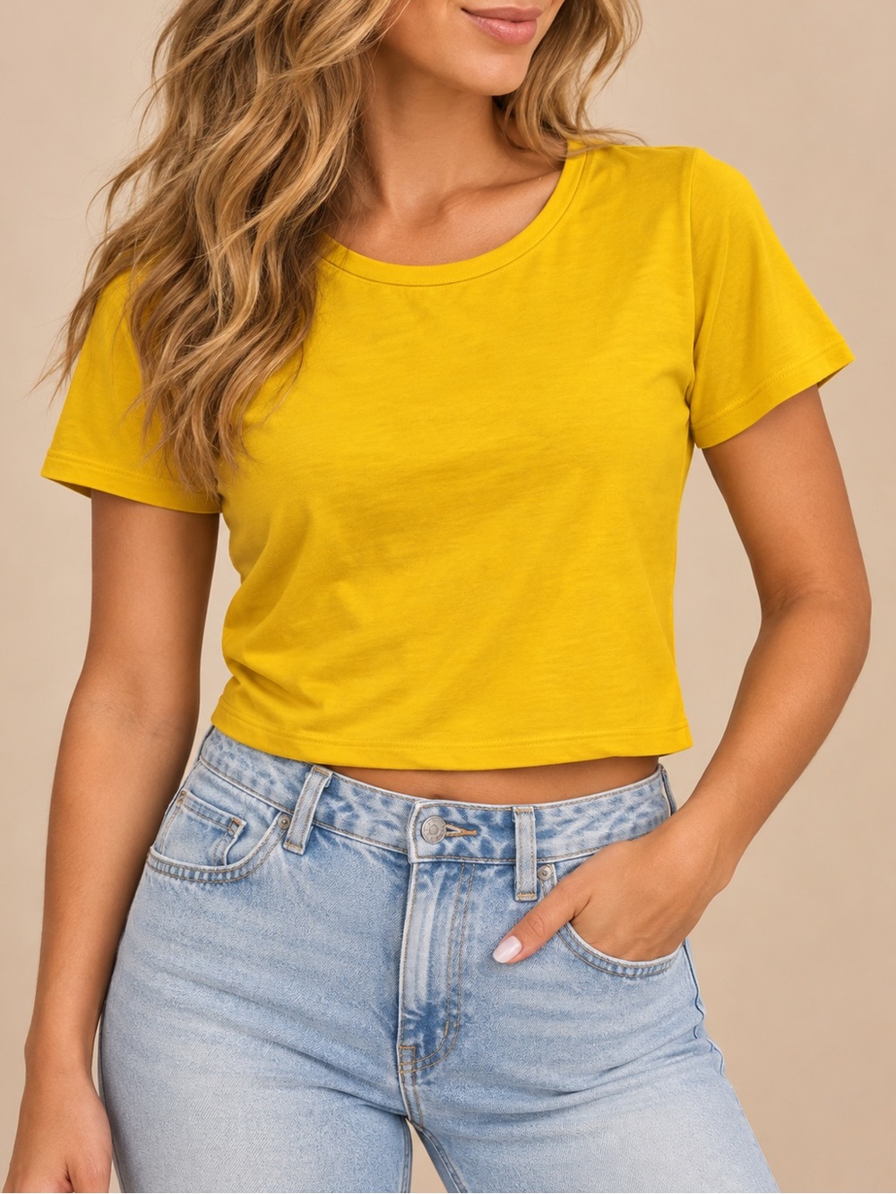 Wild Fable Mustard Yellow Cropped T-Shirt Size Large